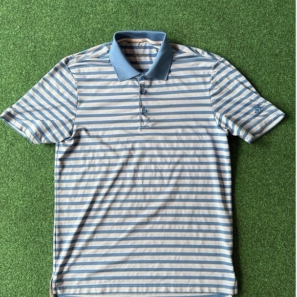 adidas Other - Adidas Golf Polo Shirt Mens Small Blue Striped Performance Short Sleeve D31